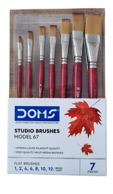 DOMS STUDIO BRUSHES FLAT 7 PCS 1,2,4,6,8,10, 80308