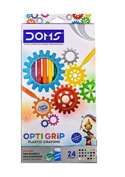 DOMS OPTI GRIP PLASTIC CRAYONS 24 SHADES 80327