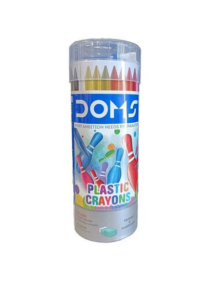 DOMS PLASTIC CRAYON TIN PACK 28 SHADES 7122