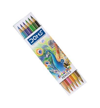 DOMS BI-COLOUR PENCIL 12 SHADES (6 PCS) 7172