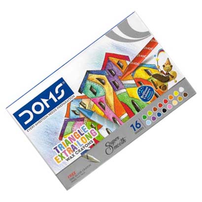DOMS TRIANGLE EXTRA LONG WAX CRAYON 16 SHADES 8101