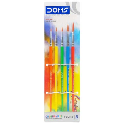 DOMS COLOURMATE BRUSHES ROUND 5PC 0,1,2,4,6  8341