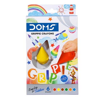 DOMS GRIPPIE PLASTIC CRAYON 6 SHADES BOX 8354
