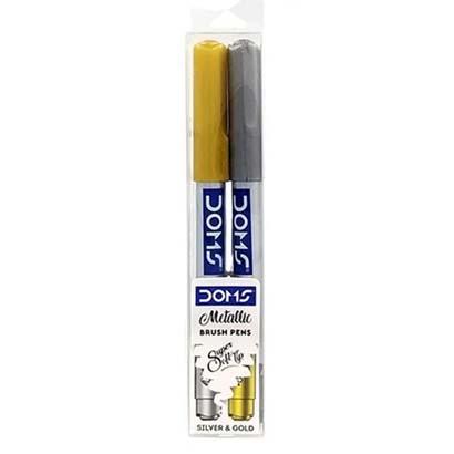 DOMS METALLIC BRUSH PEN SILVER AND GOLD 8437