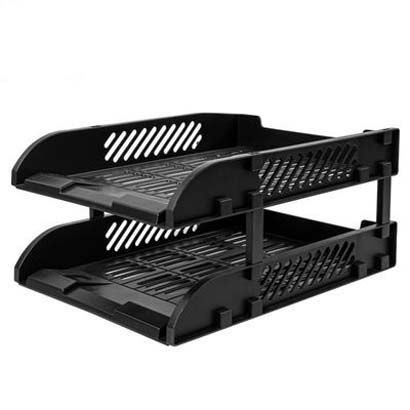 Deli Plastic Tray 2 Tier Black E9212